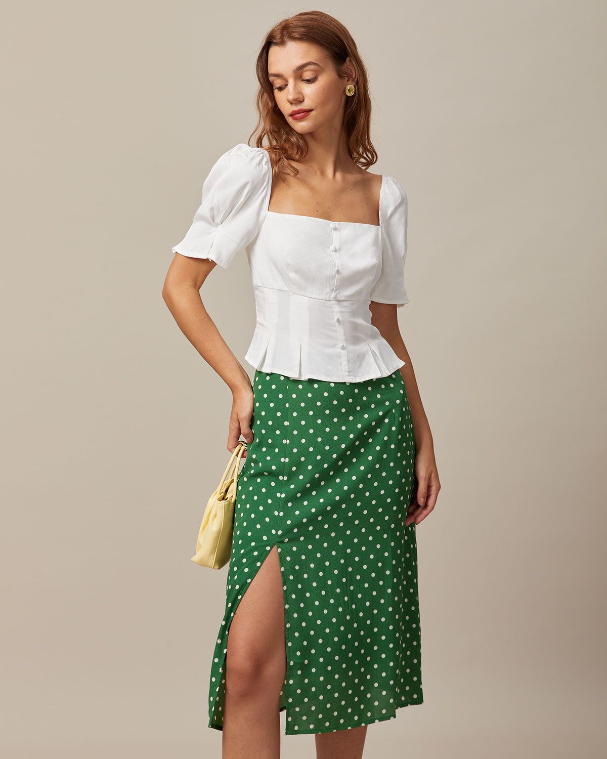 The White Square Neck Puff Sleeve Blouse sold by rihoas