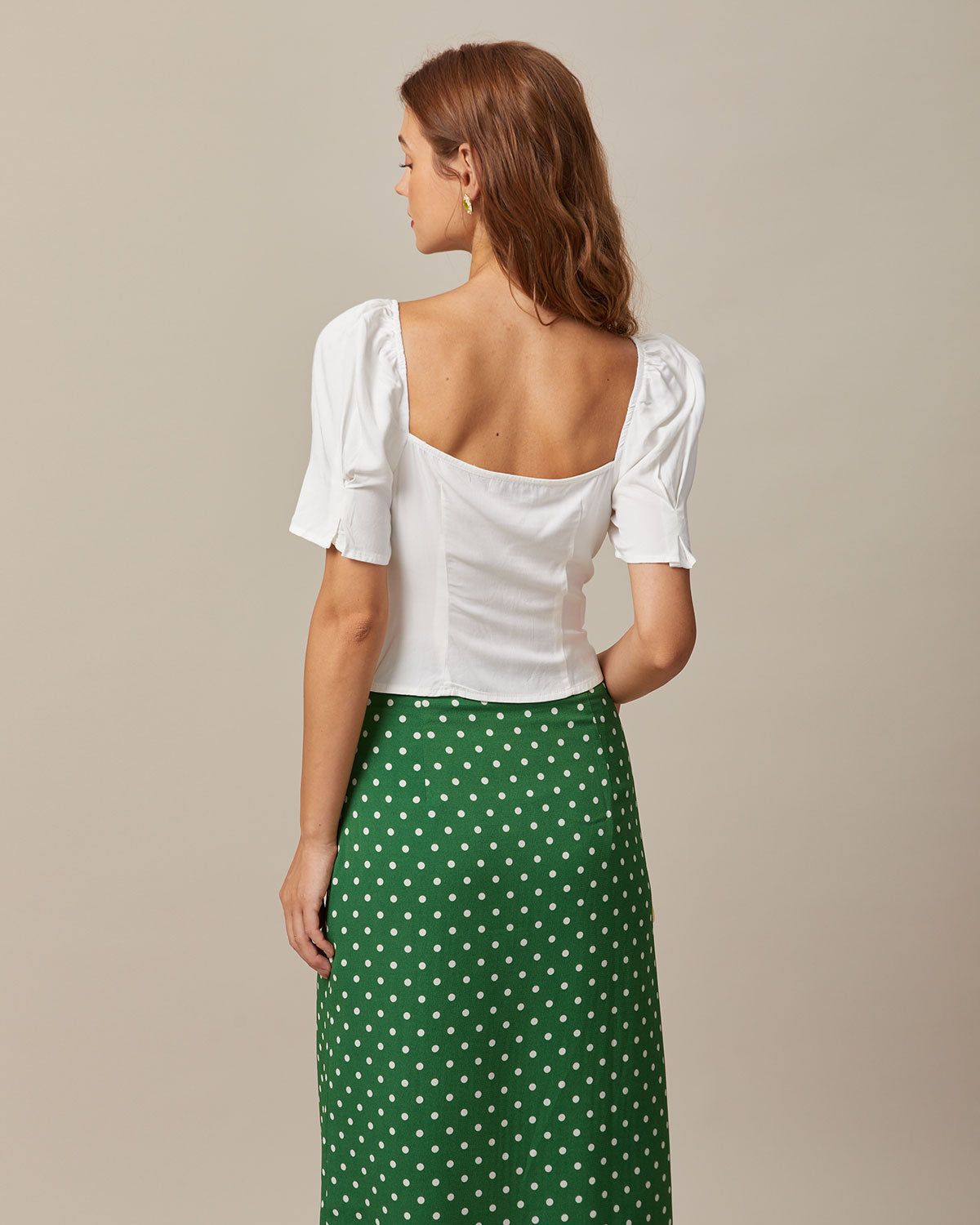 The White Square Neck Puff Sleeve Blouse sold by rihoas product image thumbnail 5