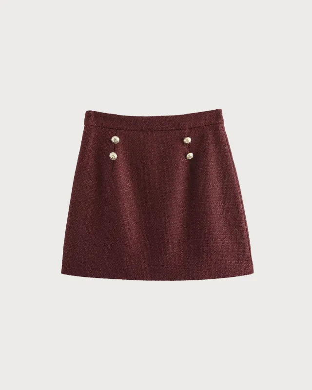 Wine Red Natural Waisted Straight Skirt sold by rihoas
