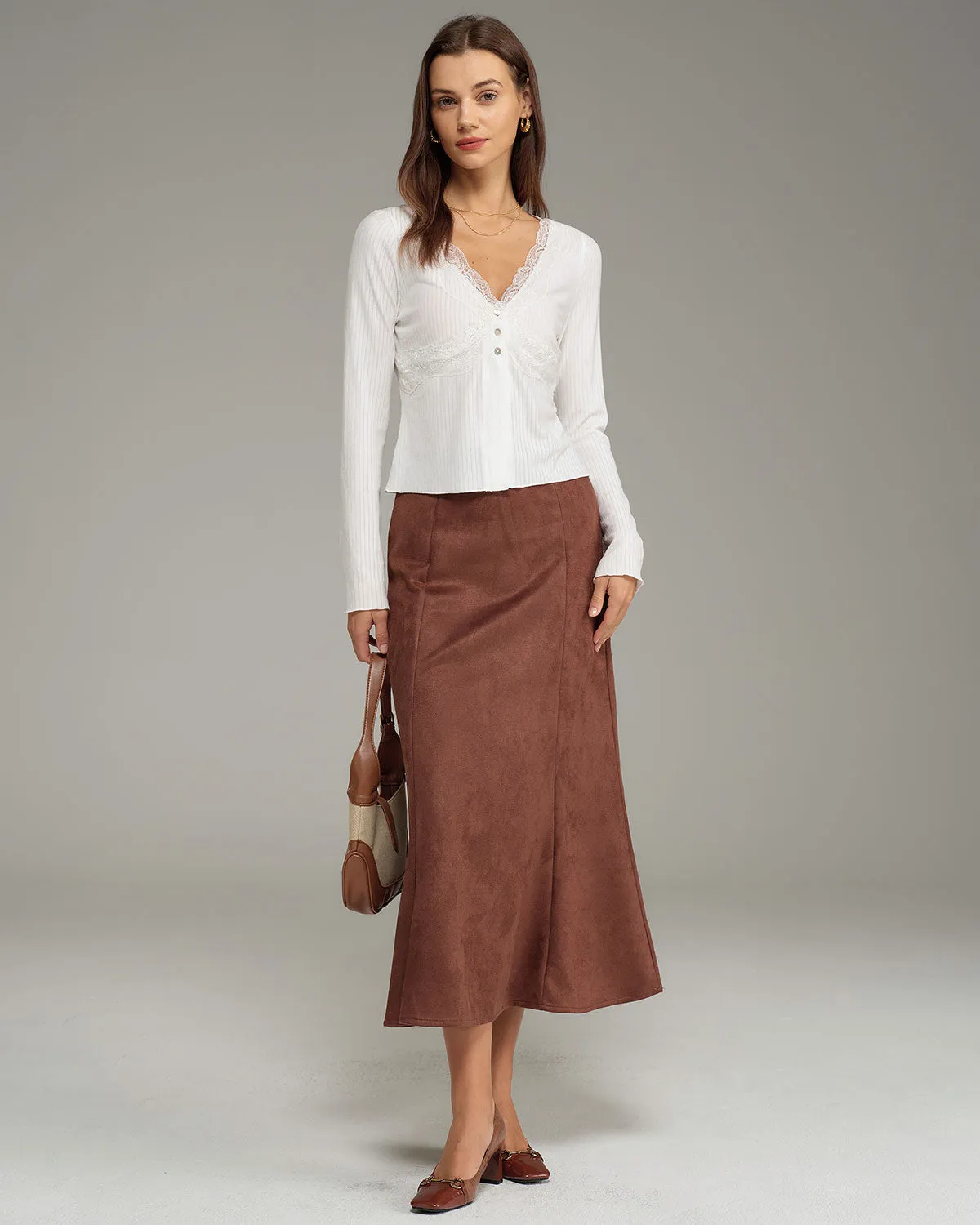 White V Neck Knit Cardigan sold by rihoas product image thumbnail 5