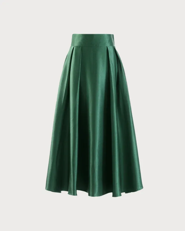 Green Pocket Flared Midi Skirt sold by rihoas