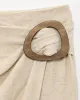 Apricot Linen Natural Waisted Midi Skirt sold by rihoas