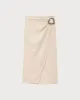 Apricot Linen Natural Waisted Midi Skirt sold by rihoas