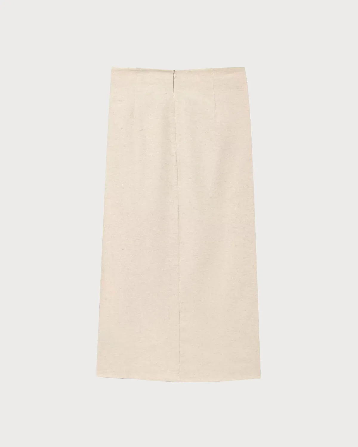 Apricot Linen Natural Waisted Midi Skirt sold by rihoas product image thumbnail 5
