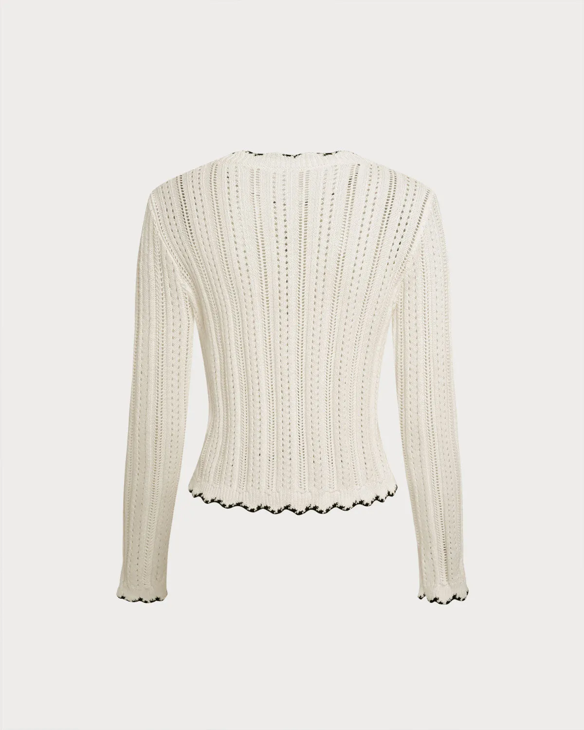 Beige Contrasting Single Breasted Knit Cardigan sold by rihoas product image thumbnail 2