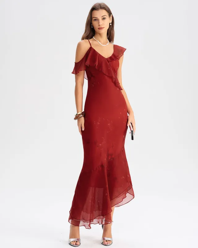Red Tie Dye Mermaid Slip Maxi Dress sold by rihoas