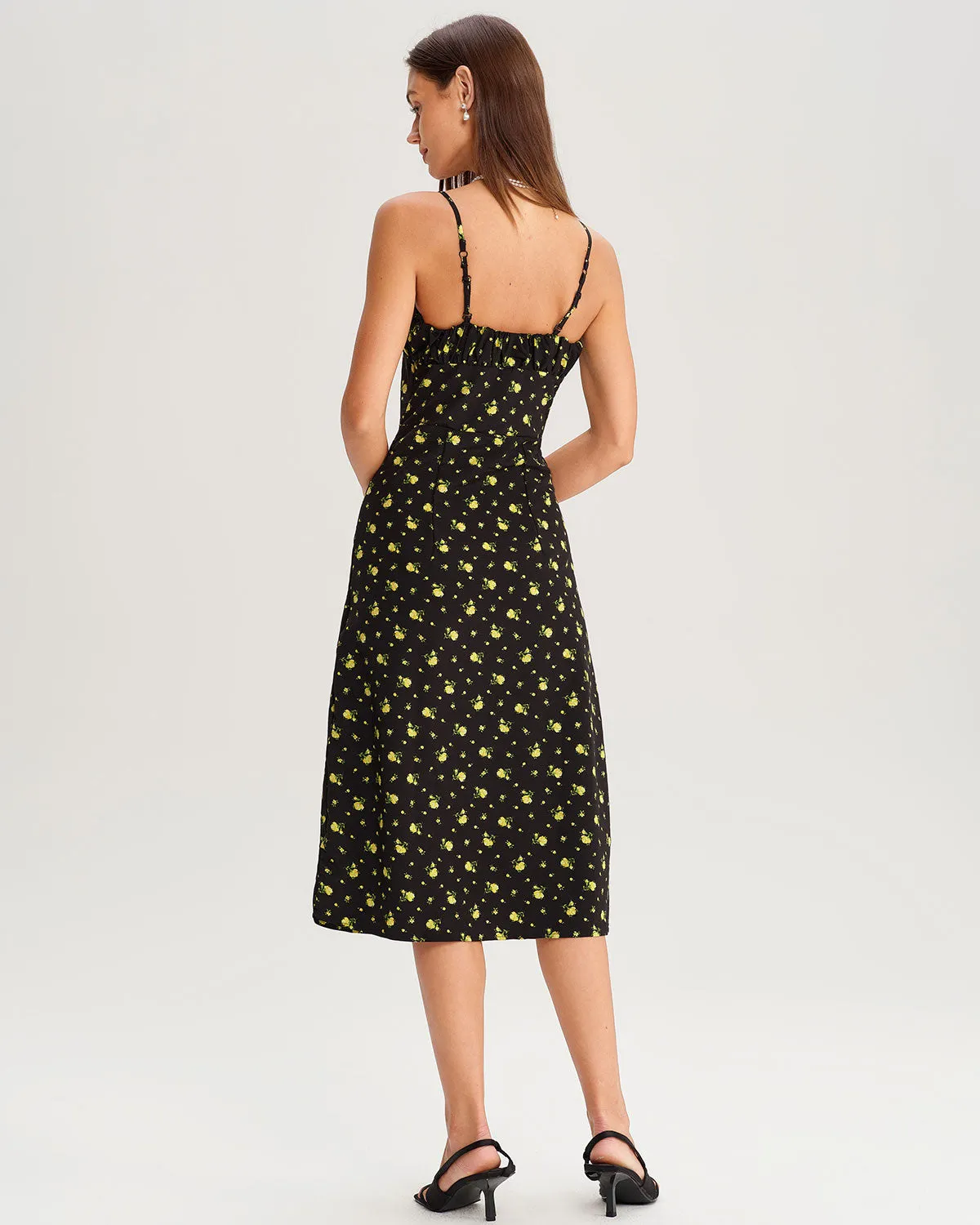 Black Floral Slip Midi Dress sold by rihoas product image thumbnail 5