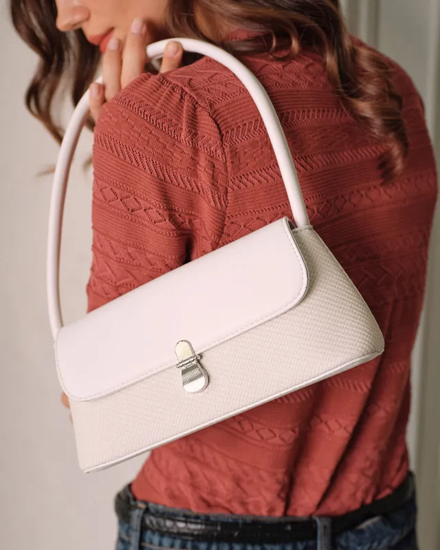 White Faux Leather Shoulder Bag sold by rihoas