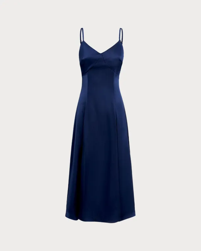 Navy A-Line Slip Maxi Dress sold by rihoas