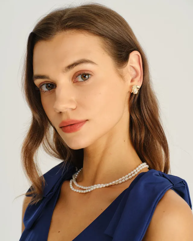 Women's Alloy Pearl Earrings sold by rihoas