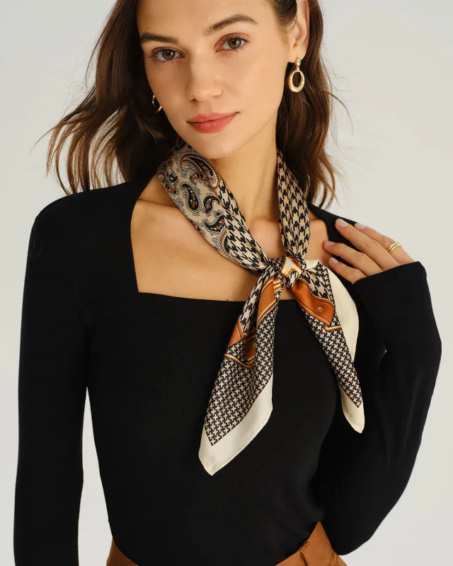 Brown Floral Satin Scarf sold by rihoas