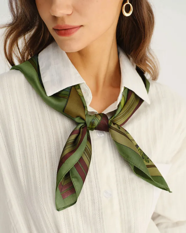 Green Floral Satin Scarf sold by rihoas