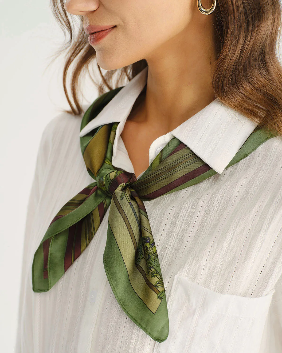 Green Floral Satin Scarf sold by rihoas product image thumbnail 3