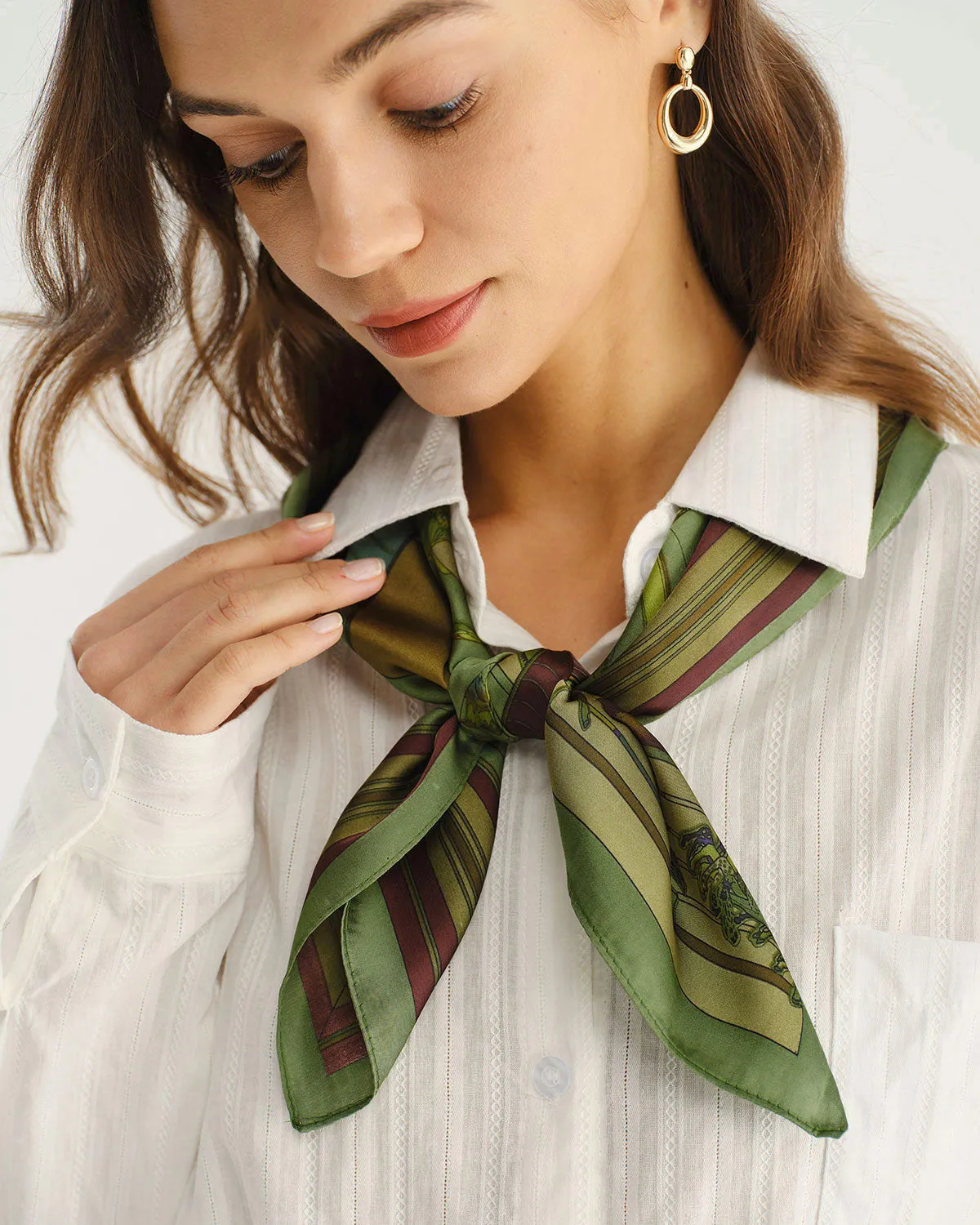 Green Floral Satin Scarf sold by rihoas product image thumbnail 2