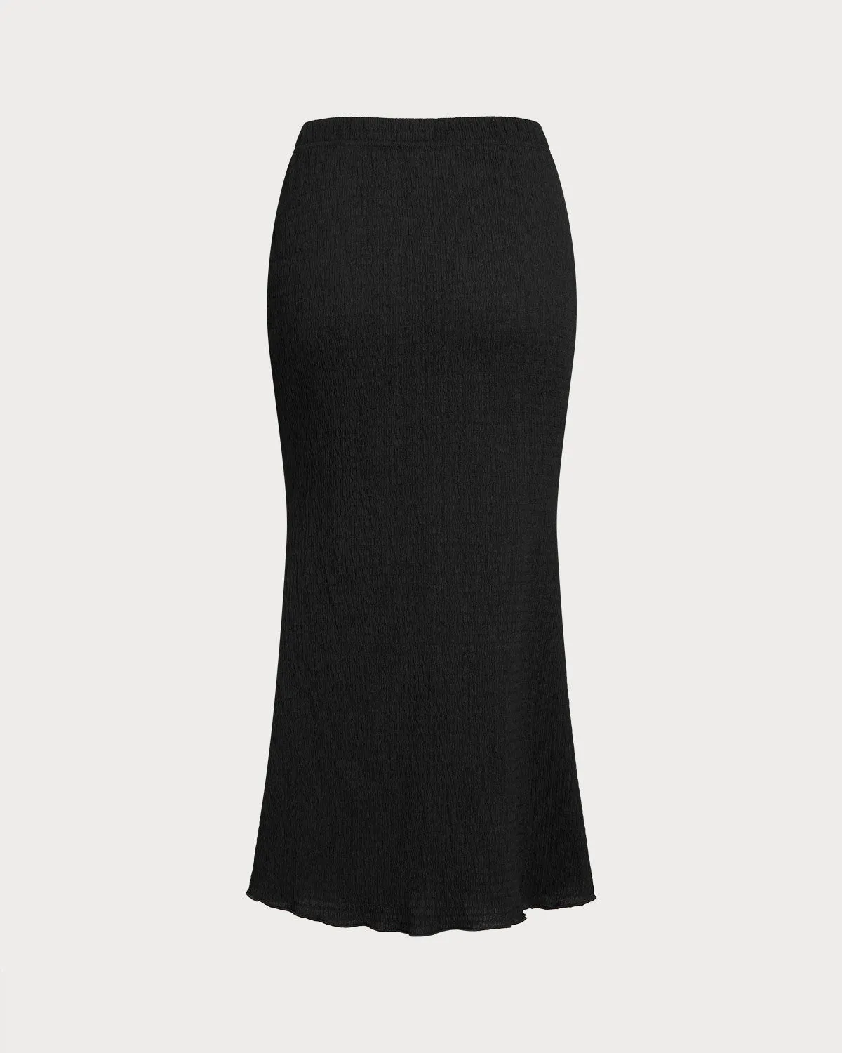 Black Knit Elastic Waist Mermaid Midi Skirt sold by rihoas product image thumbnail 2