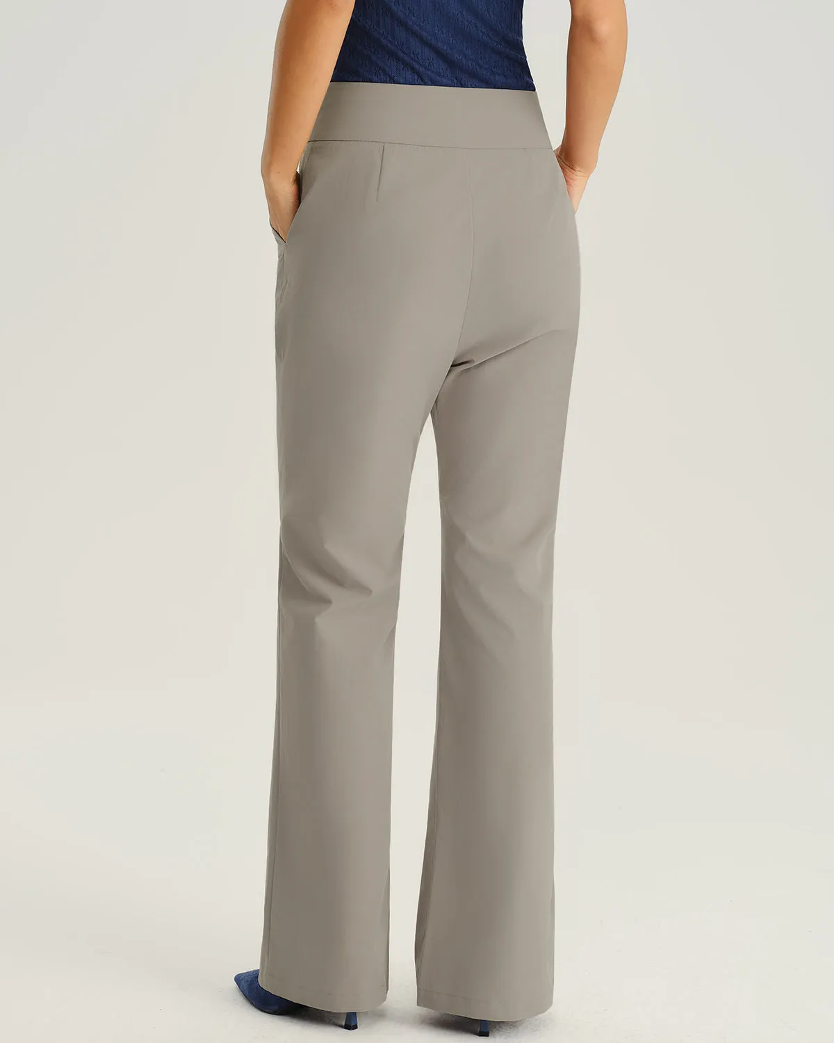 Grey High Waisted Pocket Flared Pants sold by rihoas product image thumbnail 3