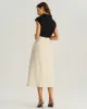 Beige Wrap Belted Midi Skirt sold by rihoas
