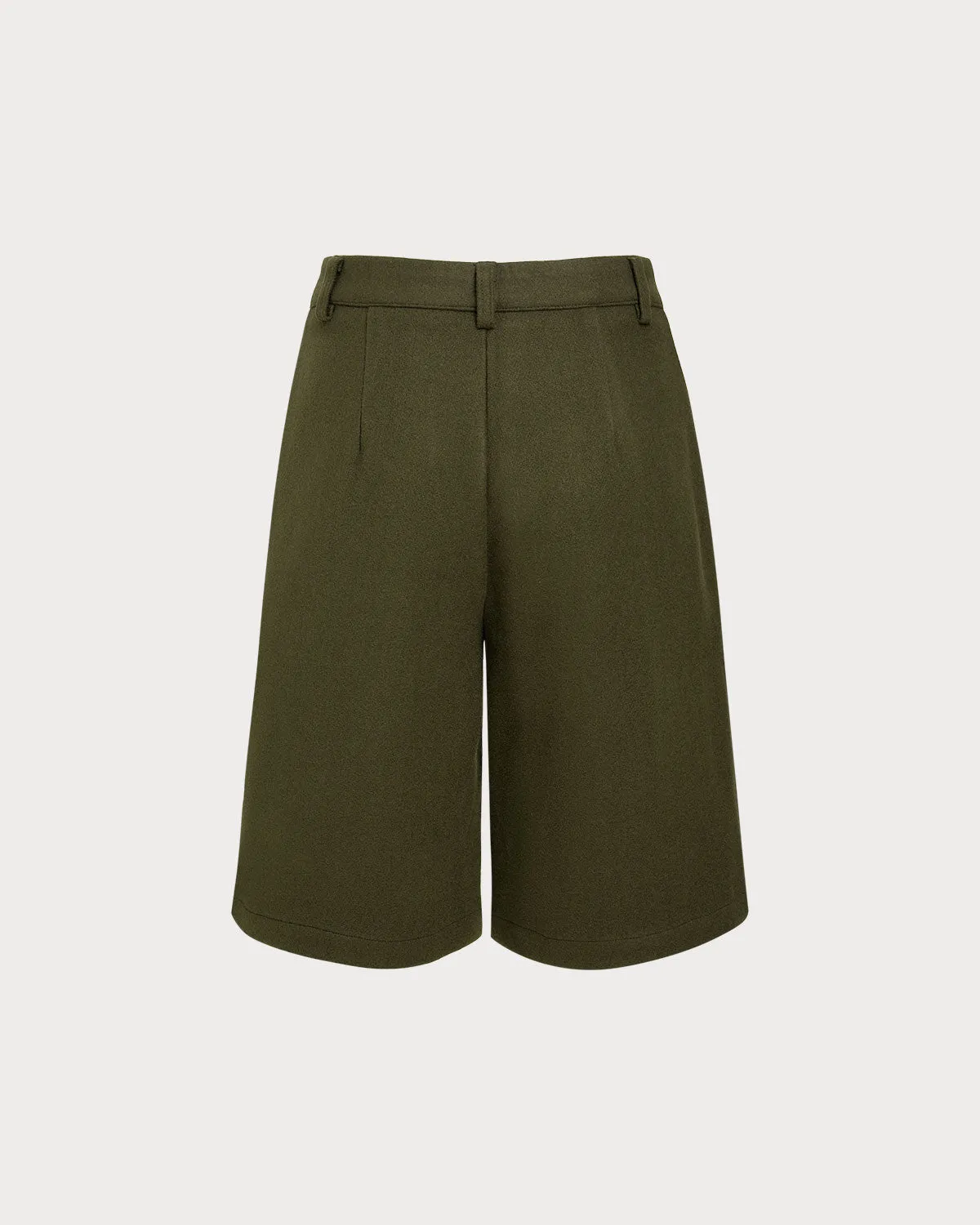 Green Pleated Knee-Length Shorts sold by rihoas product image thumbnail 2