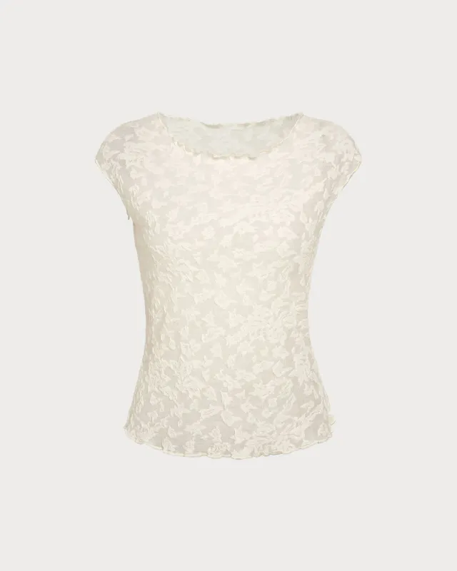 Beige Textured See Through Tee sold by rihoas