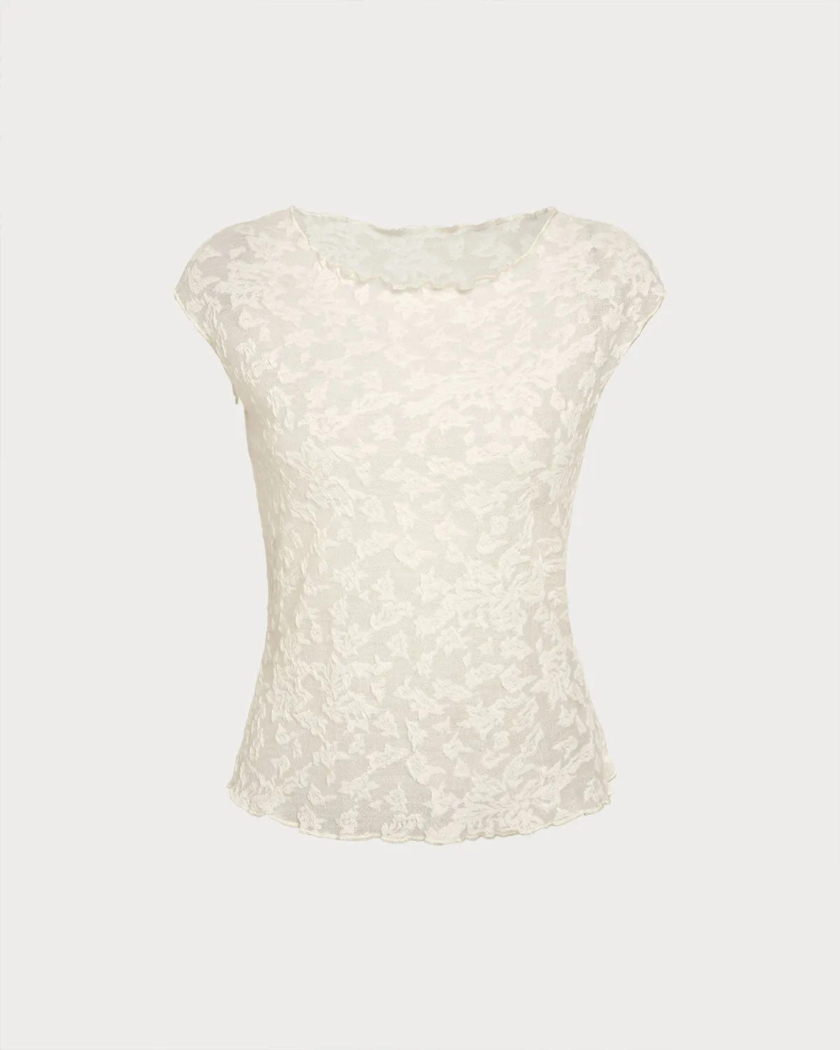 Beige Textured See Through Tee sold by rihoas