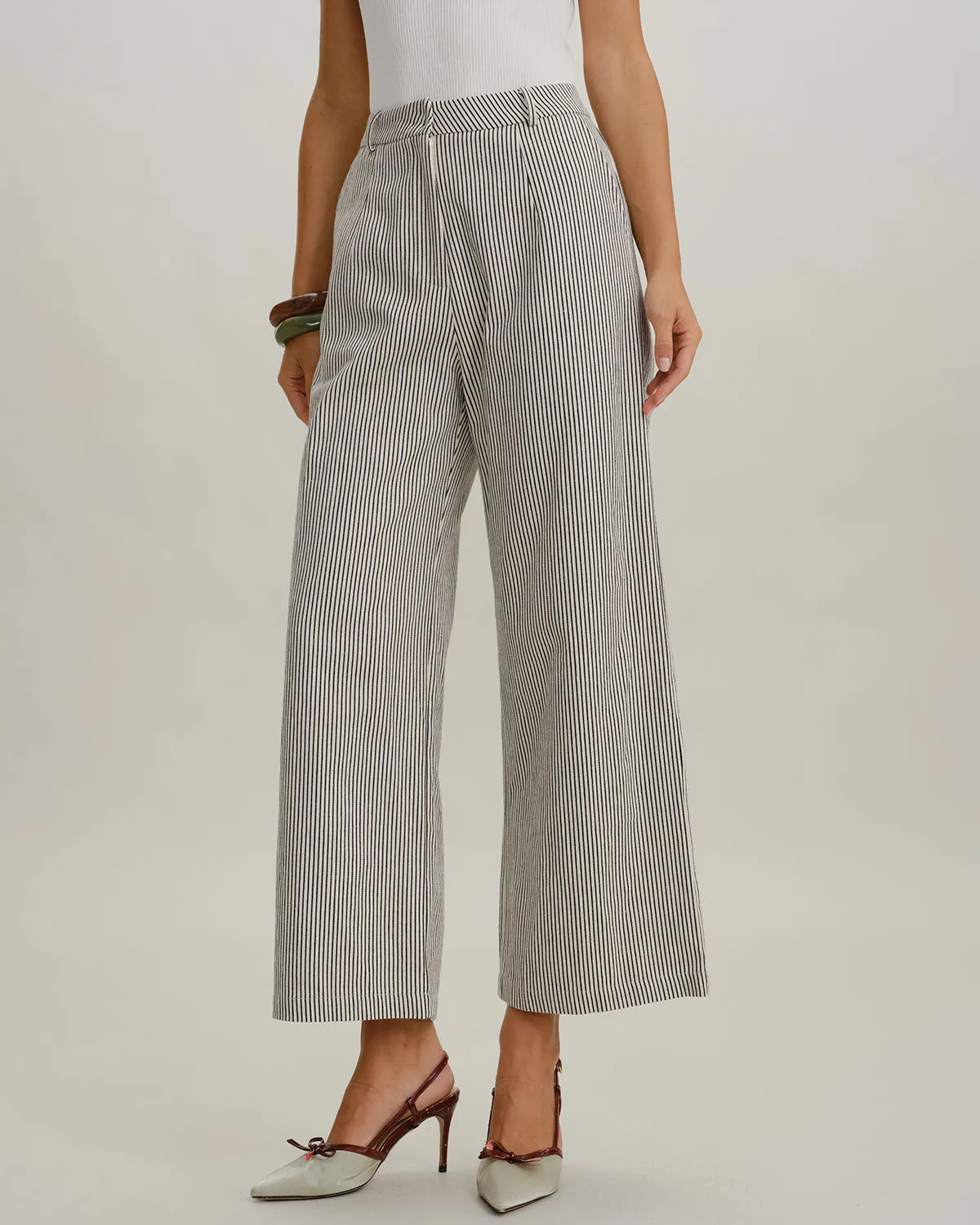 Black Striped Natural Waisted Pants sold by rihoas