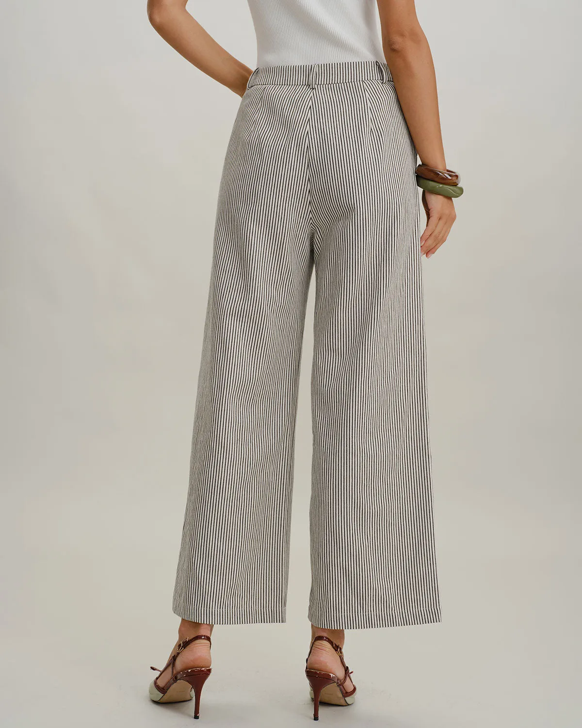 Black Striped Natural Waisted Pants sold by rihoas product image thumbnail 3