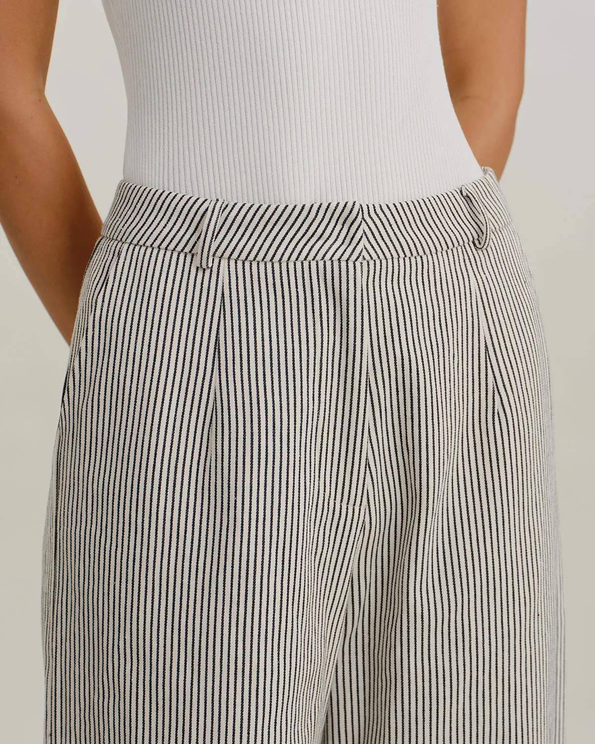 Black Striped Natural Waisted Pants sold by rihoas product image thumbnail 2