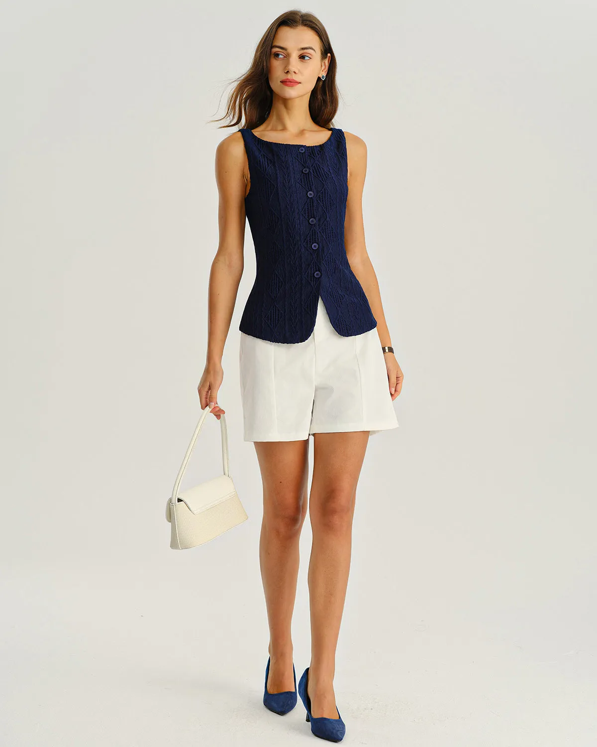 Navy Jacquard Tank Top sold by rihoas product image thumbnail 4