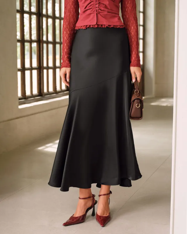 Black High Waisted Mermaid Skirt sold by rihoas