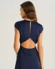 Navy Satin Cut Out Slit Midi Dress sold by rihoas