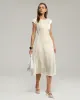 Beige Satin Cut Out Slit Midi Dress sold by rihoas