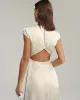 Beige Satin Cut Out Slit Midi Dress sold by rihoas