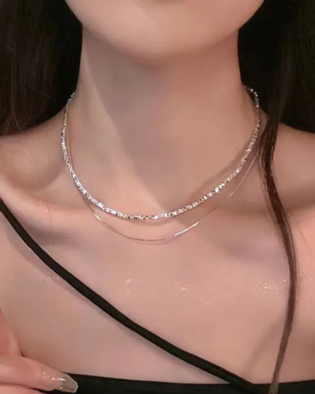 Silver Layered Necklace sold by rihoas