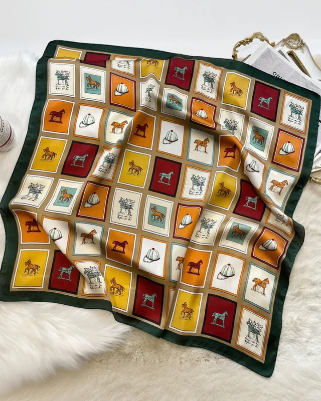 Plaid Faux Silk Scarf sold by rihoas