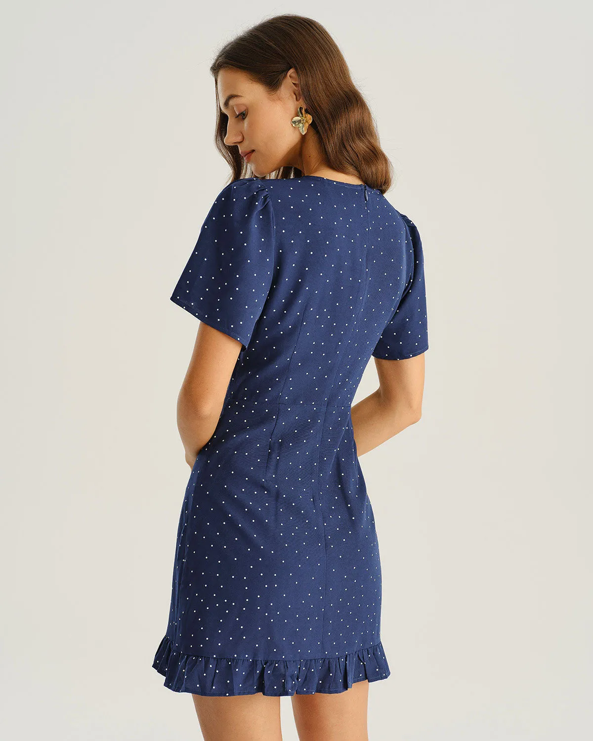 Blue Polka Dot Mini Dress sold by rihoas product image thumbnail 3