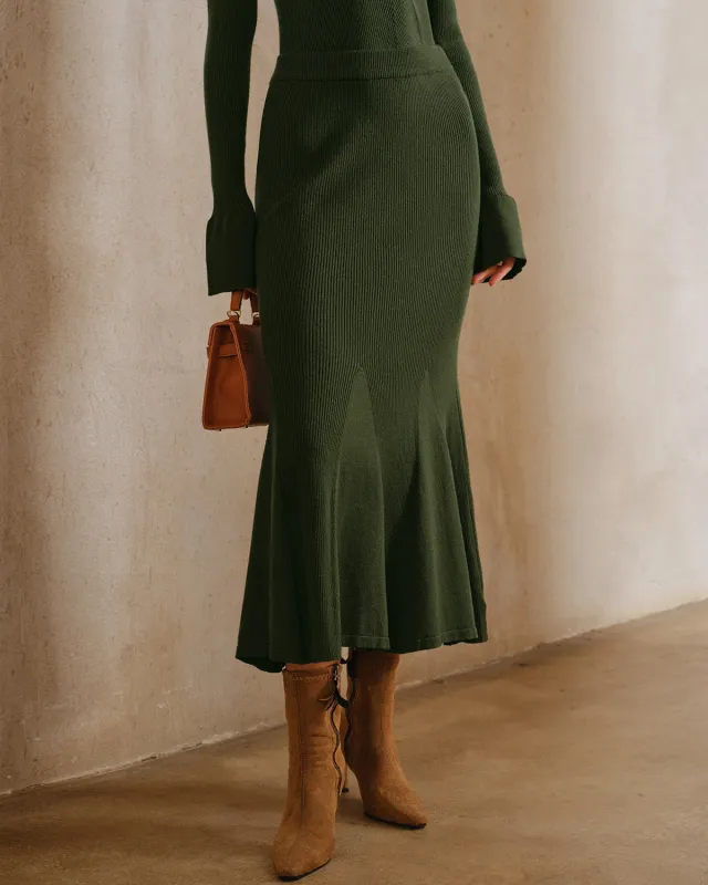 Green Knit Mermaid Midi Skirt sold by rihoas