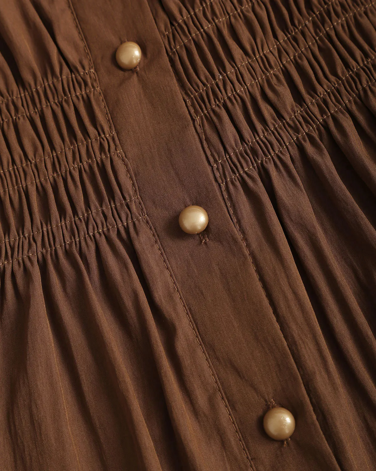 Brown Lantern Sleeve Shirred Shirt sold by rihoas product image thumbnail 4