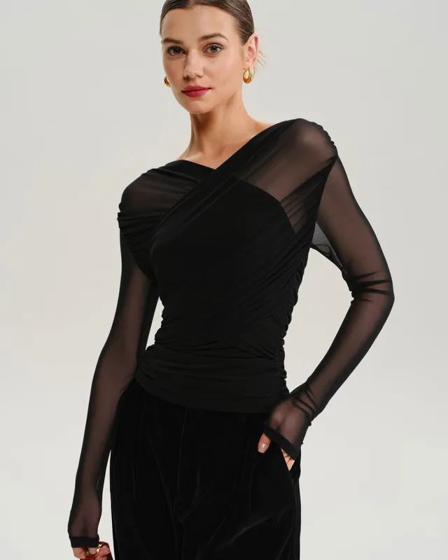 Black Mesh See-Through Tee sold by rihoas