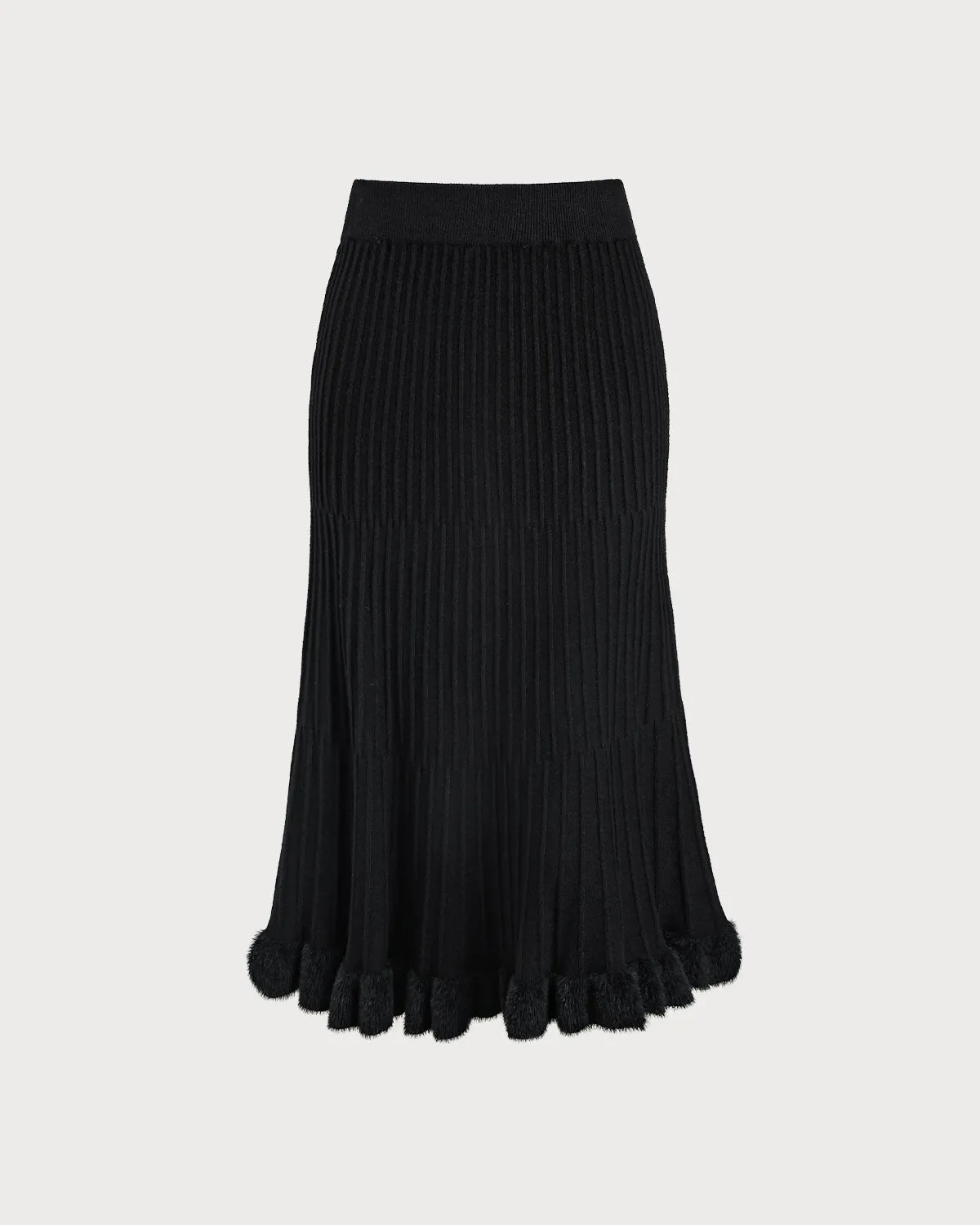 Black Natural Waisted A-Line Midi Skirt sold by rihoas