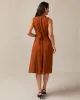 Brown Polka Dot Sleeveless Midi Dress sold by rihoas
