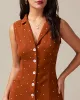 Brown Polka Dot Sleeveless Midi Dress sold by rihoas