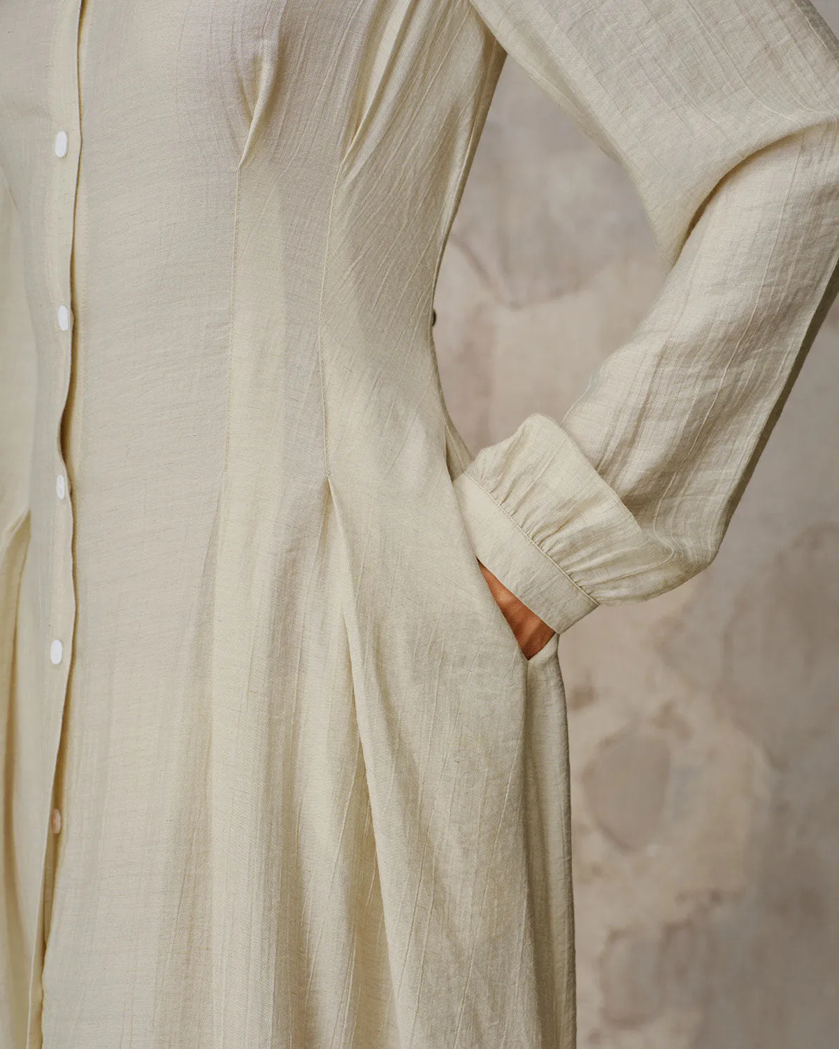 Apricot A-Line Button Midi Dress sold by rihoas product image thumbnail 3