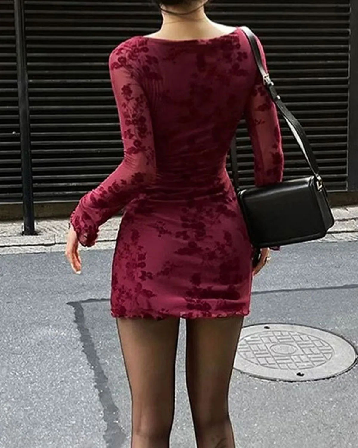 Red Floral Round Neck Mini Dress sold by rihoas product image thumbnail 5