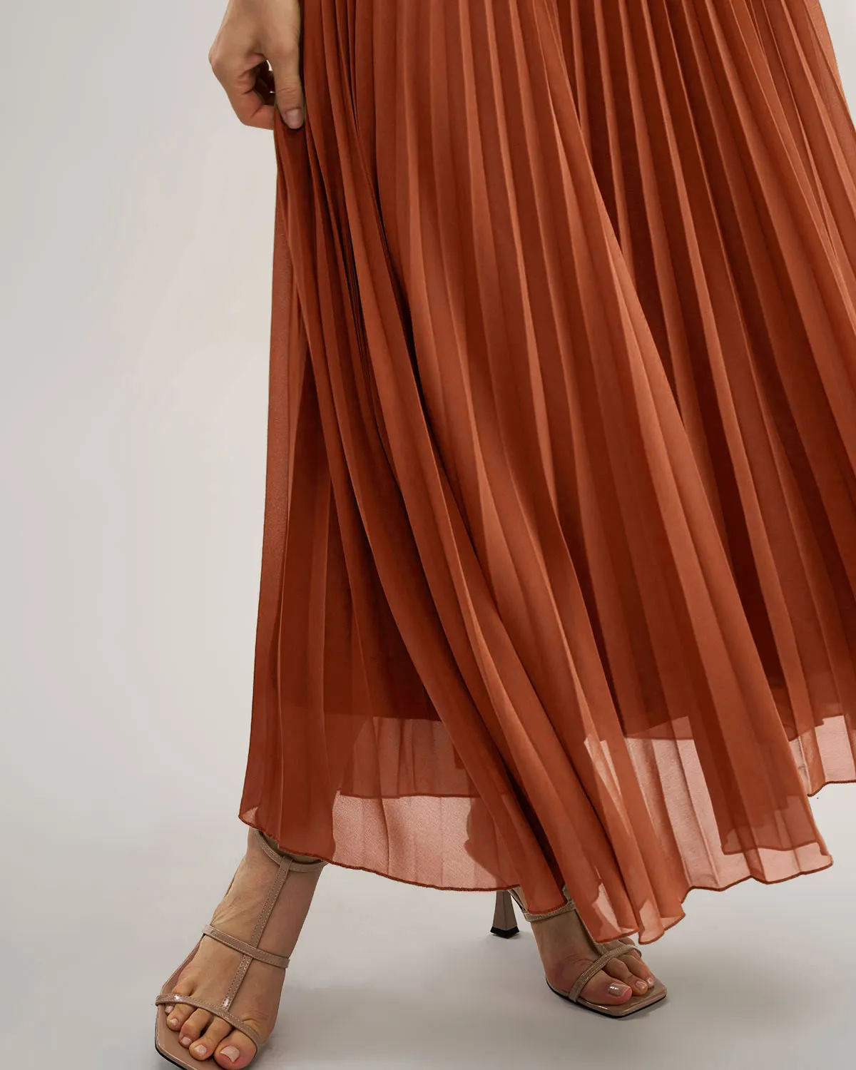 Caramel Sweetheart Neck Flowy Slip Maxi Dress sold by rihoas product image thumbnail 4