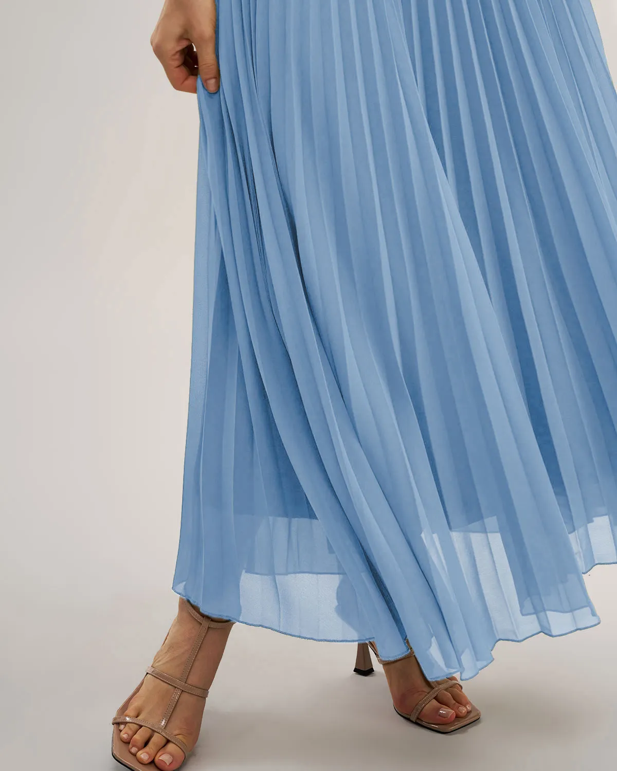 Blue Sweetheart Neck Flowy Slip Maxi Dress sold by rihoas product image thumbnail 4