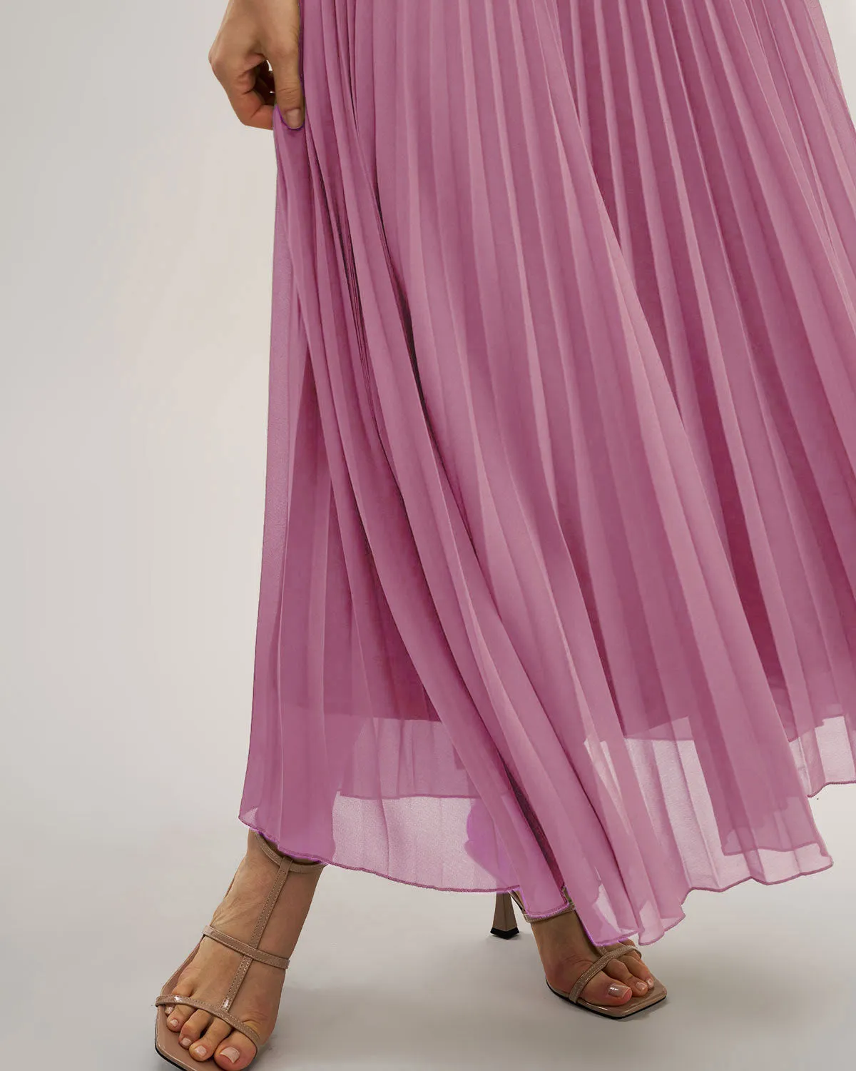 Pink Sweetheart Neck Flowy Slip Maxi Dress sold by rihoas product image thumbnail 3