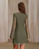 Green Mesh Boat Neck A-Line Mini Dress sold by rihoas