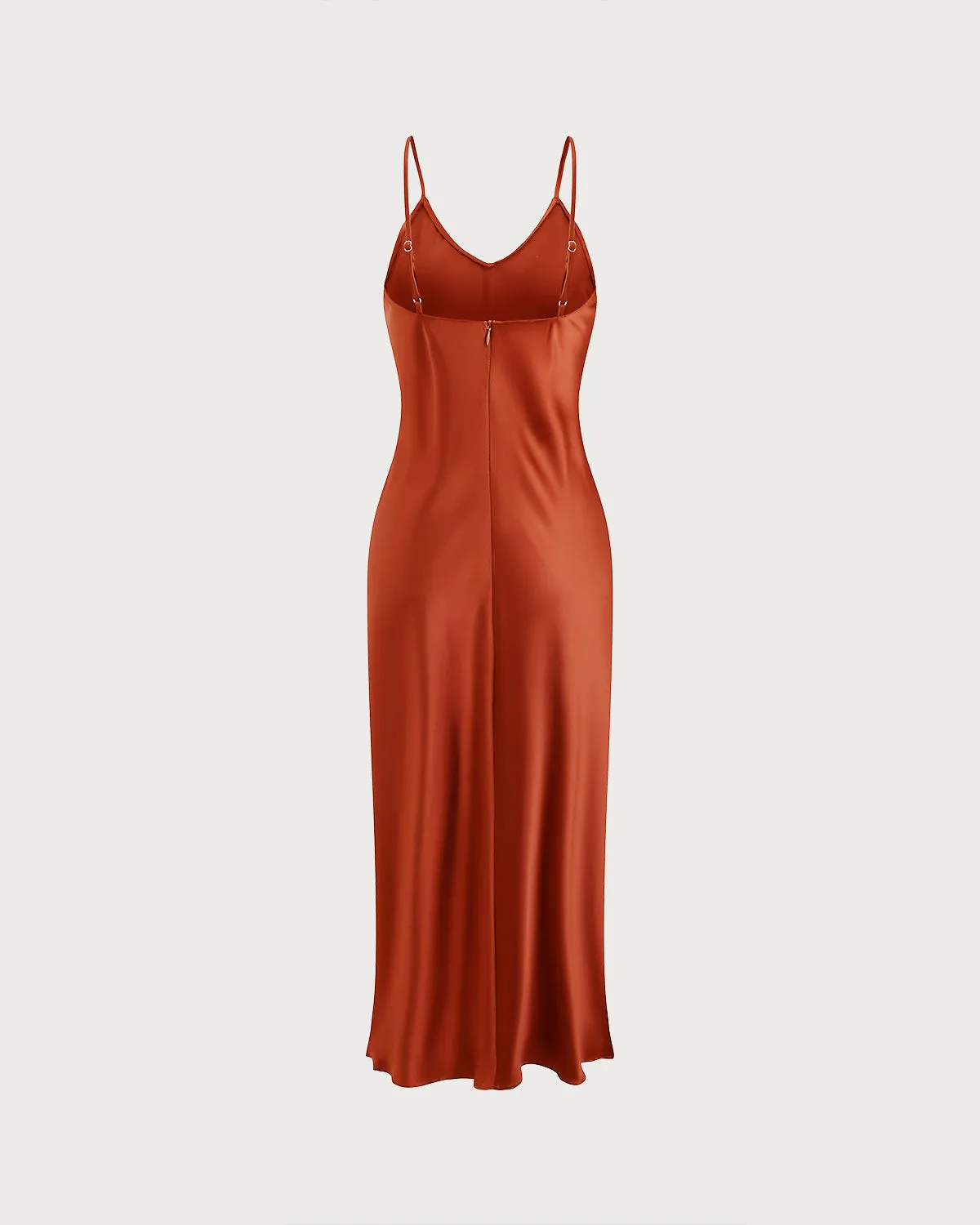 Brick Red Satin Slip Maxi Dress sold by rihoas product image thumbnail 4