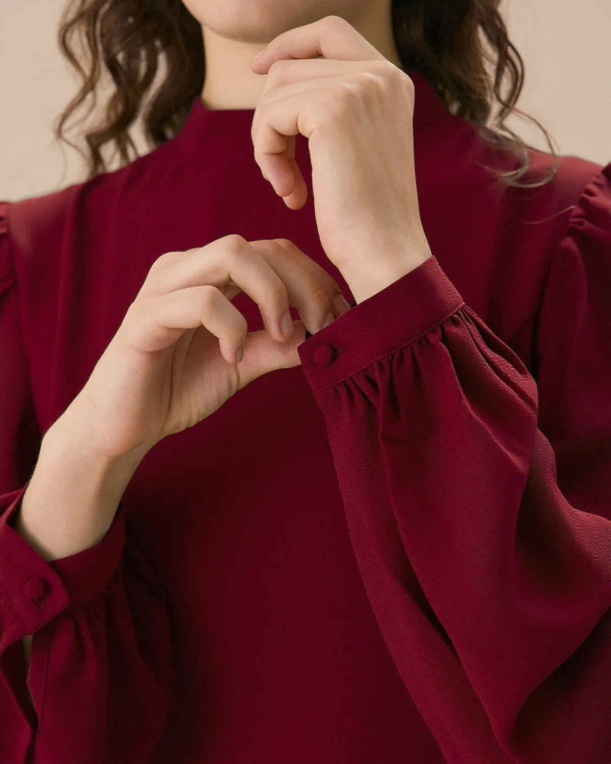 Red Mock Neck See-Through Mini Dress sold by rihoas product image thumbnail 2