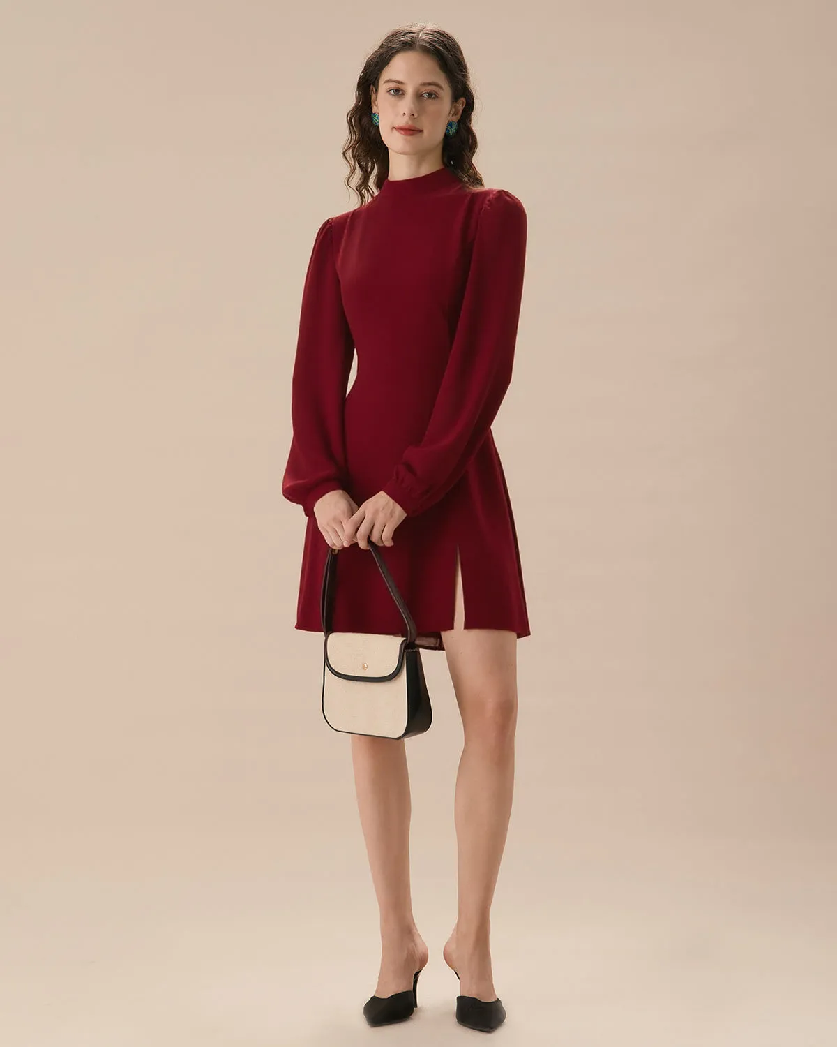 Red Mock Neck See-Through Mini Dress sold by rihoas product image thumbnail 5